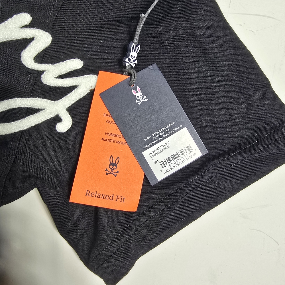 Psycho Bunny Black Tee with White Script Logo - Picture 8 of 8